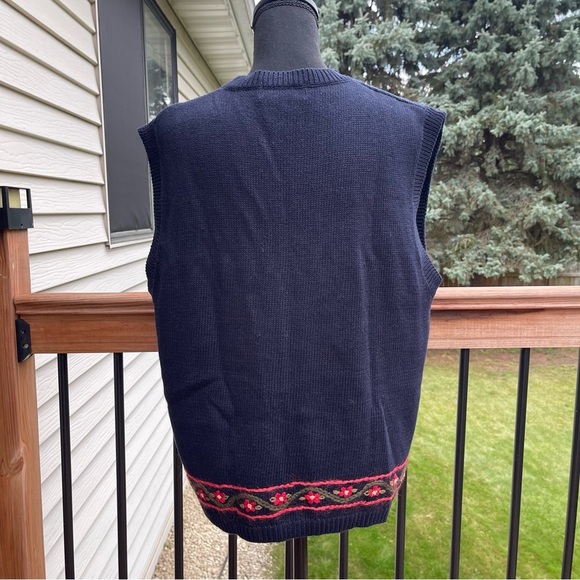 Vintage Ciel Bleu Women’s Large Floral Sweater Vest Buttons Flowers Blue 90s - Picture 13 of 13